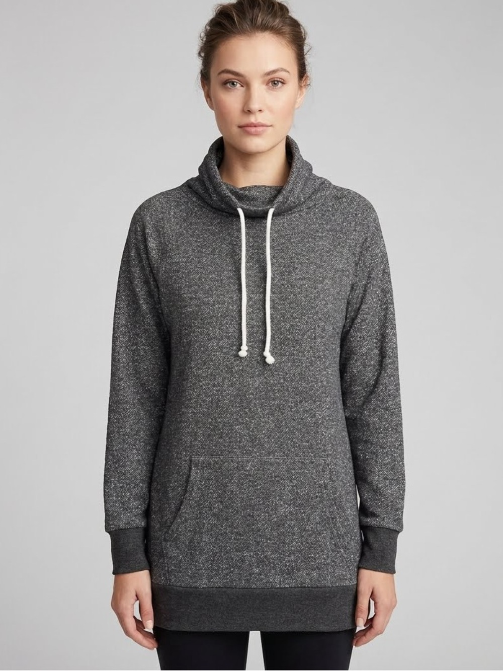 NWT Jones New York Charcoal Heather Cowlneck Tunic Sweatshirt - M